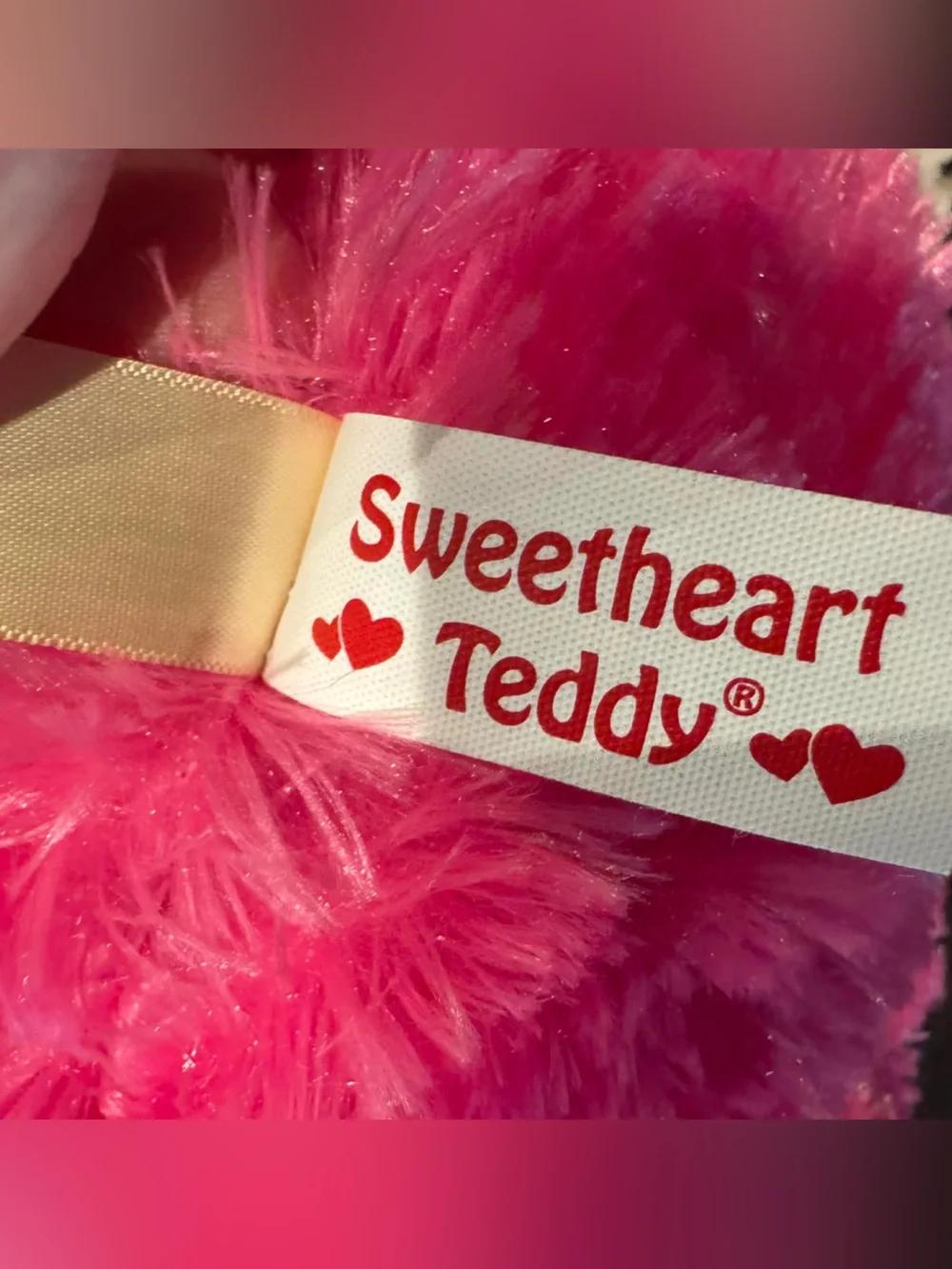 Plush Pink Teddy Bear Holding Heart Pillow – I Love You